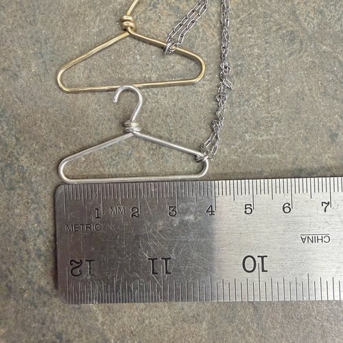 Miniature Coat Hanger Necklace, Choice of Sterling, Copper, Brass