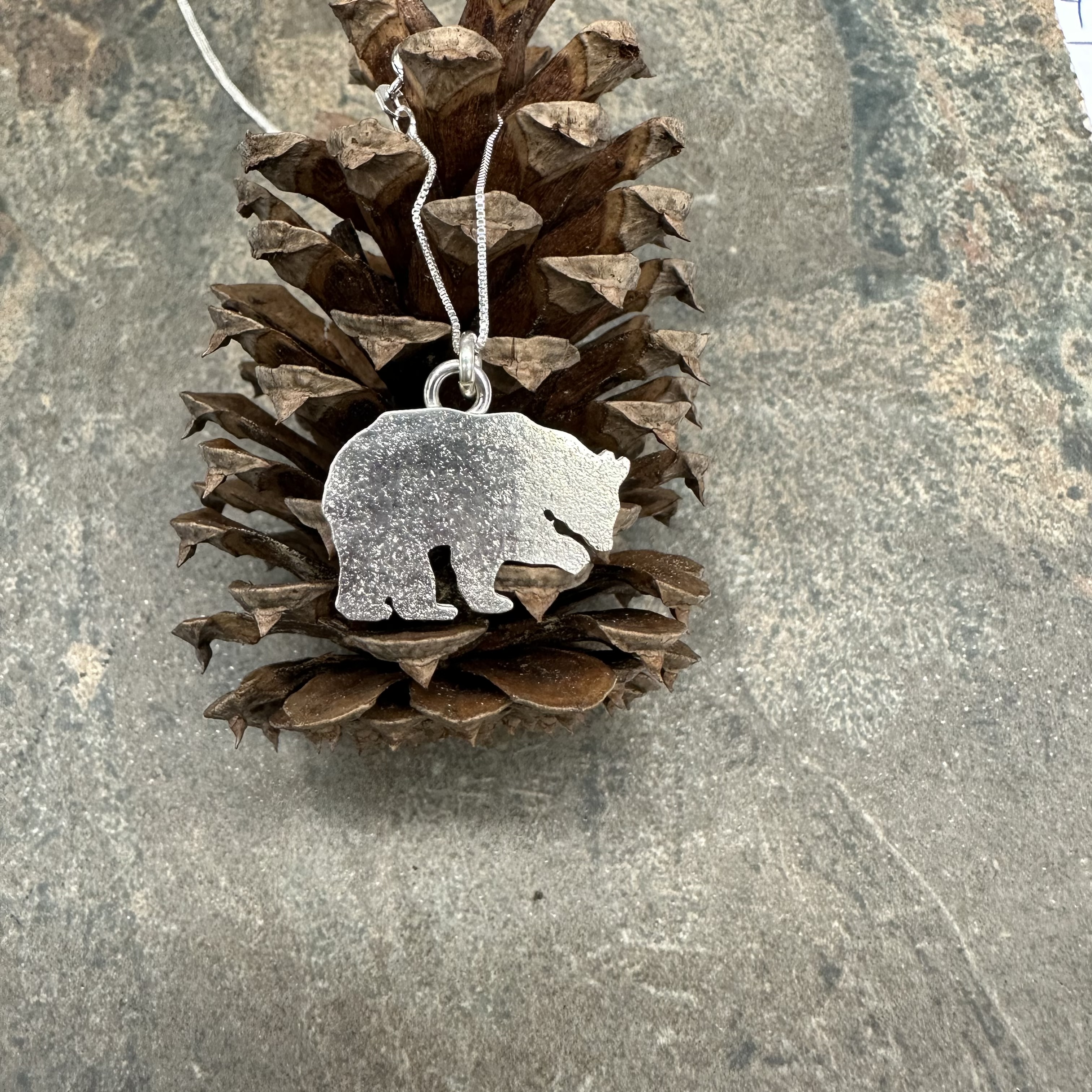 Sterling Silver Bear Pendant - Silver Bear Necklace - TheMagicZoo.com