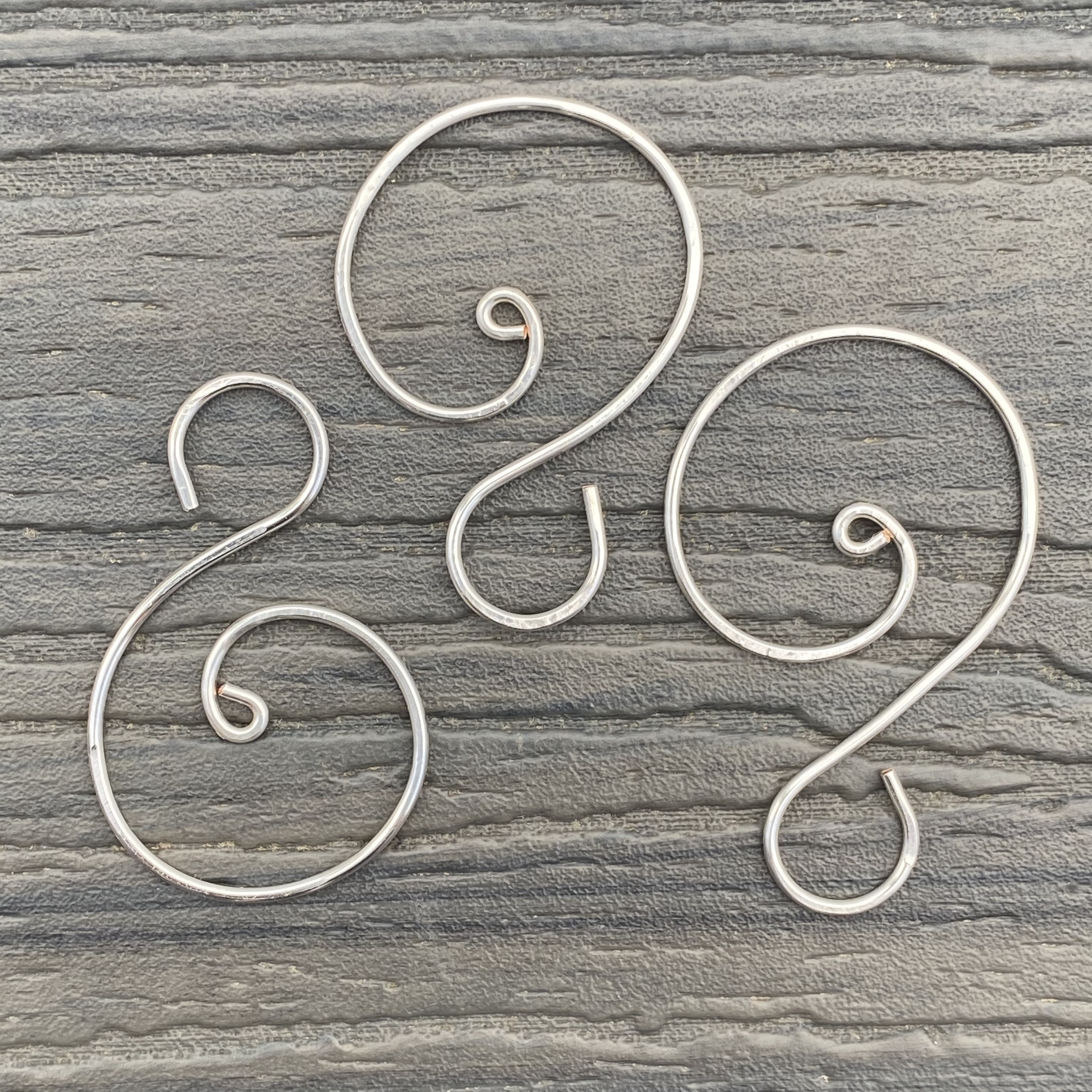 Handmade SILVER Mini Ornament Hooks, Silver Hooks, Silver Hangers 