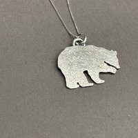 Bear Silhouette Pendant Sterling Silver Bear Necklace