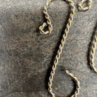 Twisted silver & gold/brass hooks, close up