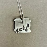 Sterling tree-stamped bread tag necklace.