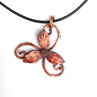 triskelion necklace, flame patina copper