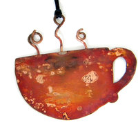 copper coffee cup ornament, view 3