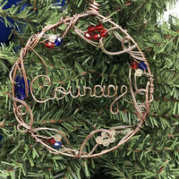 courage wire written circle ornament, red, white, blue, patriotic