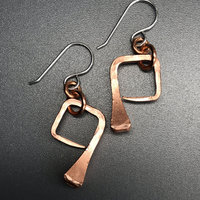 Square-Shaped Horseshoe Nail Equestrian Earrings, copper coated