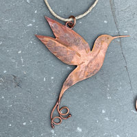 Copper hummingbird ornament