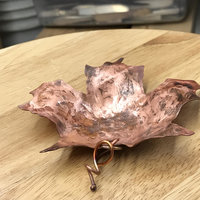 copper maple leaf trinket dish