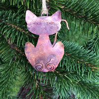 Copper cat ornament.