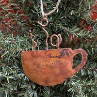 Copper Coffee cup ornament, view 2