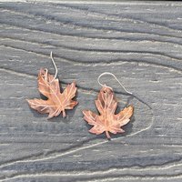 copper maple leaf flame patinaed earrings3