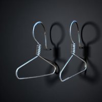 Coat hanger earrings with plain background