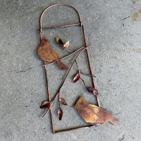 Two cardinals miniature 3d copper picture #2