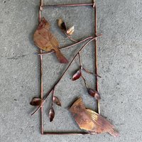 Two cardinals miniature 3d copper picture #1