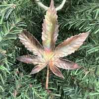 Copper hemp cannabis marijuana leaf ornament