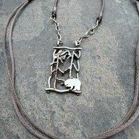 Mountain Scene Shadowbox-style Necklace