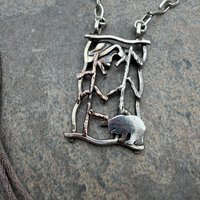 Mountain Scene Shadowbox-style Necklace