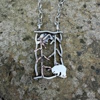 Mountain Scene Shadowbox-style Necklace