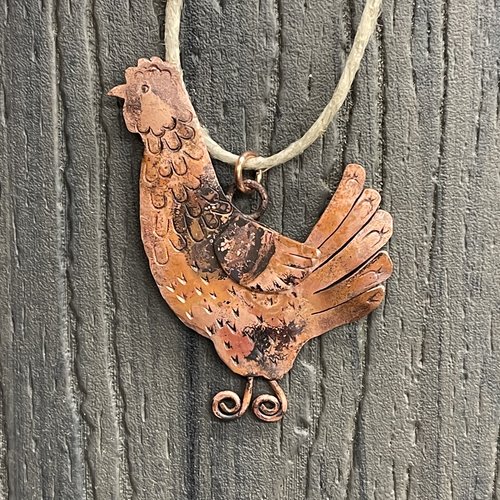 Copper chicken or rooster copper ornament, 1