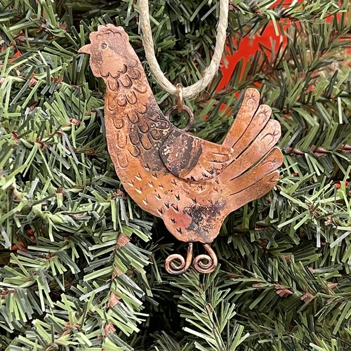 Copper chicken or rooster copper ornament, 2