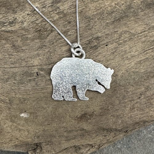 Bear Silhouette Pendant Sterling Silver Bear Necklace