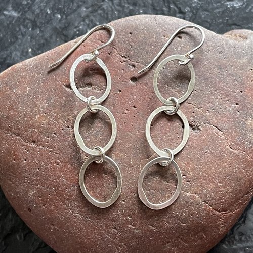 Triple oval sterling dangle earrings