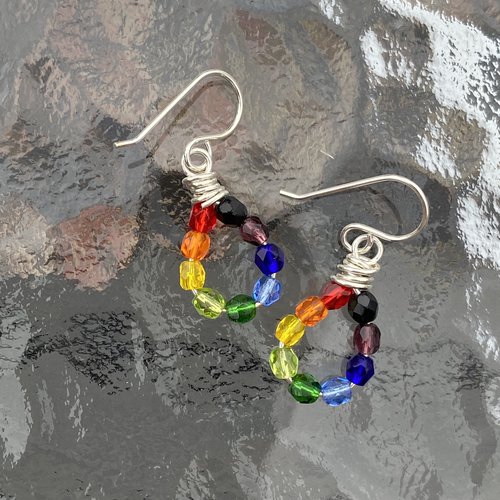 Sterling Czech Glass Rainbow earrings