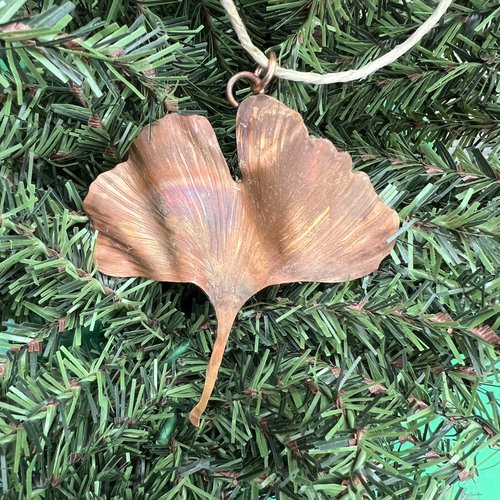 Copper ginkgo leaf ornament