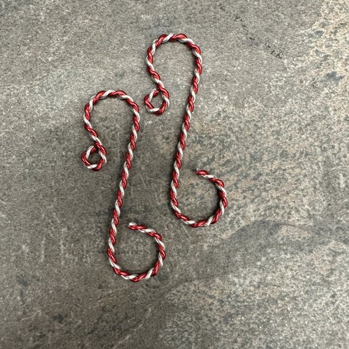 Twisted red & silver ornament hooks