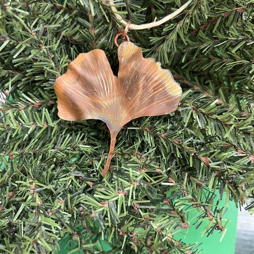 Copper ginkgo leaf ornament