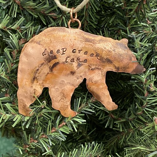 Deep Creek Lake copper bear ornament