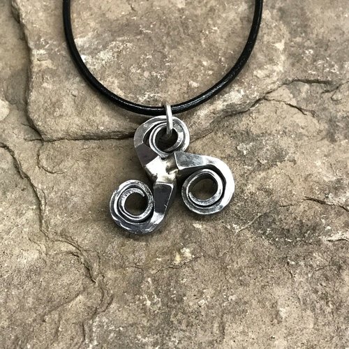 horseshoe nail triskelion necklace