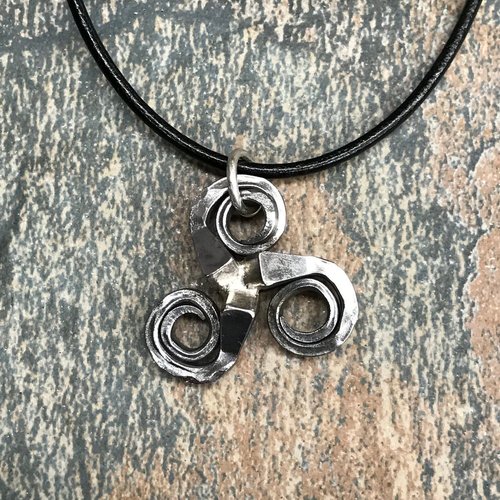 horseshoe nail triskelion necklace