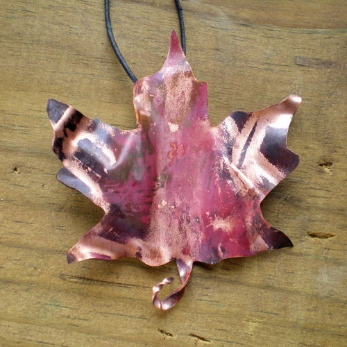 copper maple leaf ornament