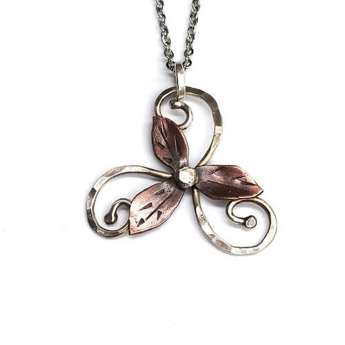 triskelion necklace, sterling & copper