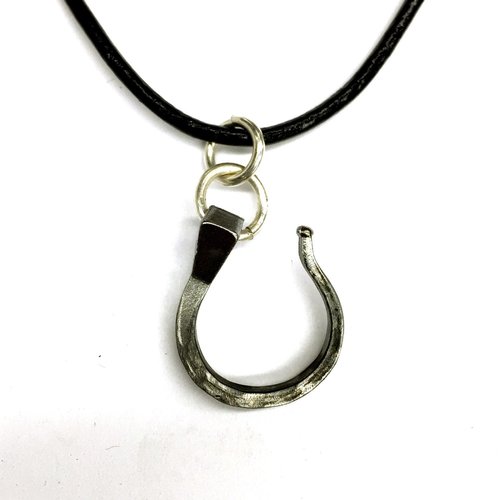 lucky horseshoe, horseshoe nail necklace pendant