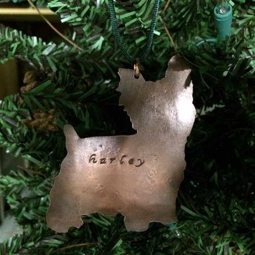 copper yorkie yorkshire terrier ornament