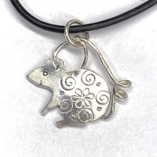 rat, mouse, rodent necklace, sterling silver