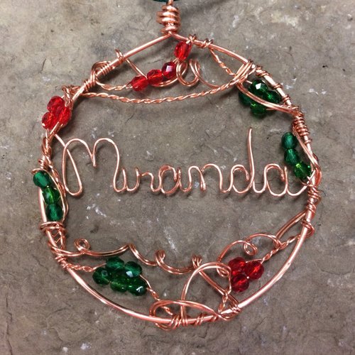 Copper Wire Written Name Ornament