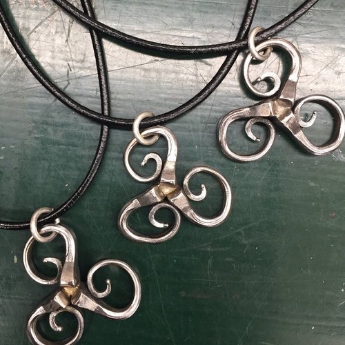 Horse Shoe Nail Open Triskelion Equestrian Necklace, variations