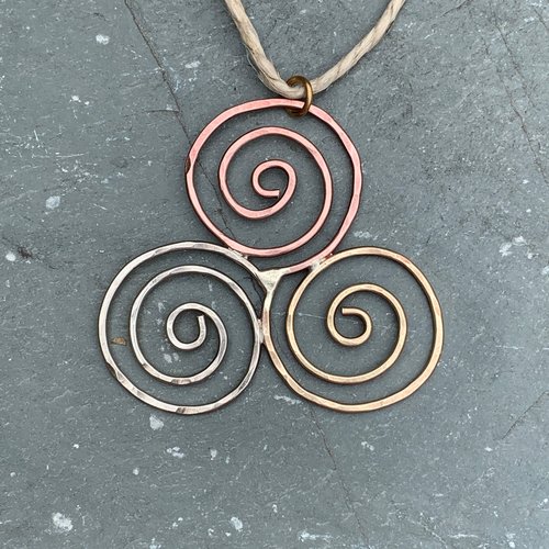 Triskelion Ornament, Tri-Color Triple Spiral