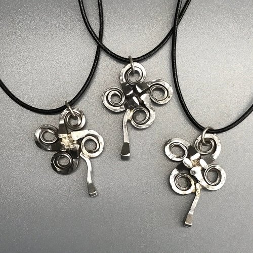 horseshoe nail shamrock clover necklace