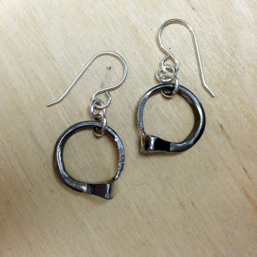 Horseshoe Nail Circle Dangle Earrings