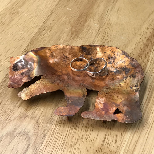 copper bear trinket dish