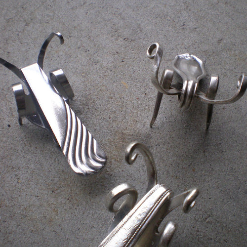 fork cricket sculpture, stainless steel