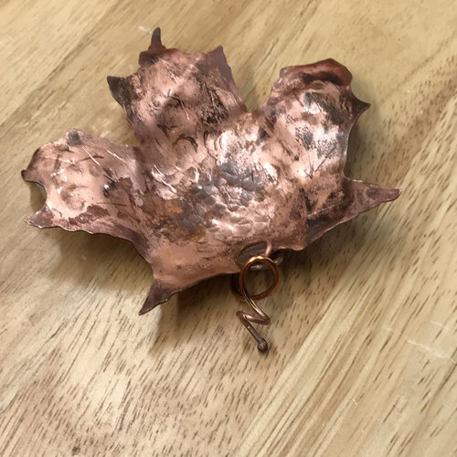 copper maple leaf trinket dish