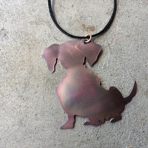 Copper sitting dachshund ornament