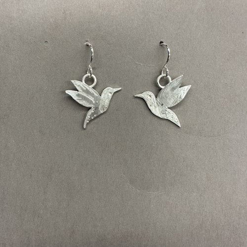 Sterling hummingbird earrings, view 2