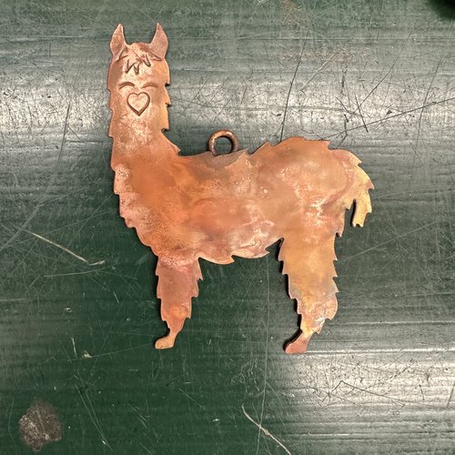 Copper llama ornament, 3