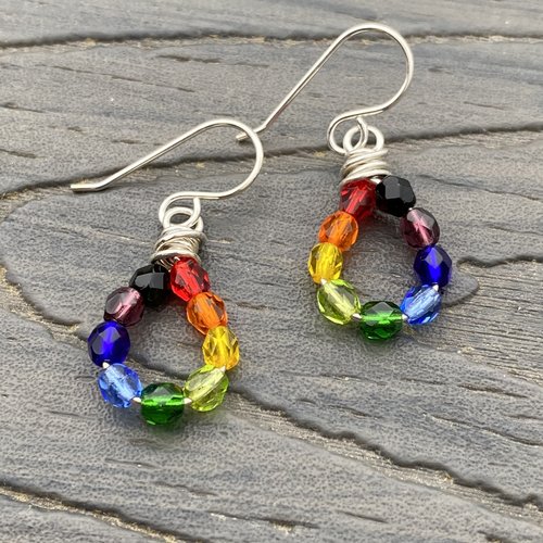 Sterling Czech Glass Rainbow earrings